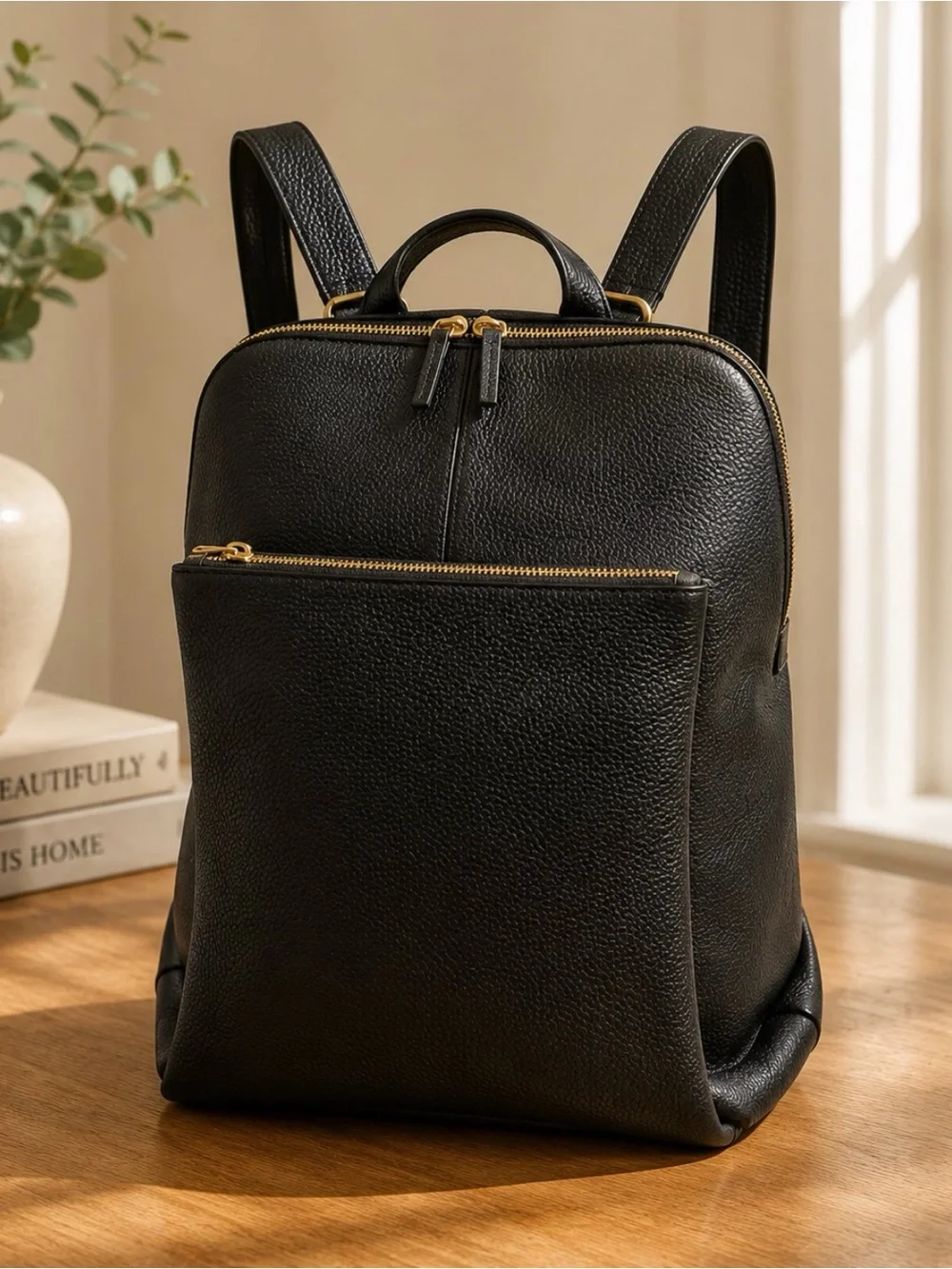 Vera Pelle Classic Black Backpack/ shoulder bag made in Italy NWOT